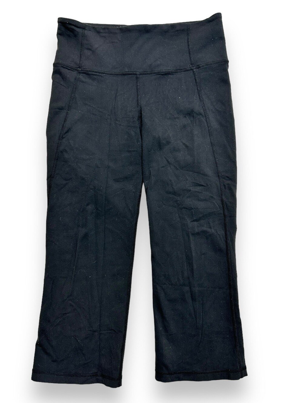 Lululemon Gather & Crow Crop Leggings Women's 6 Black Capri Back Slits Luon